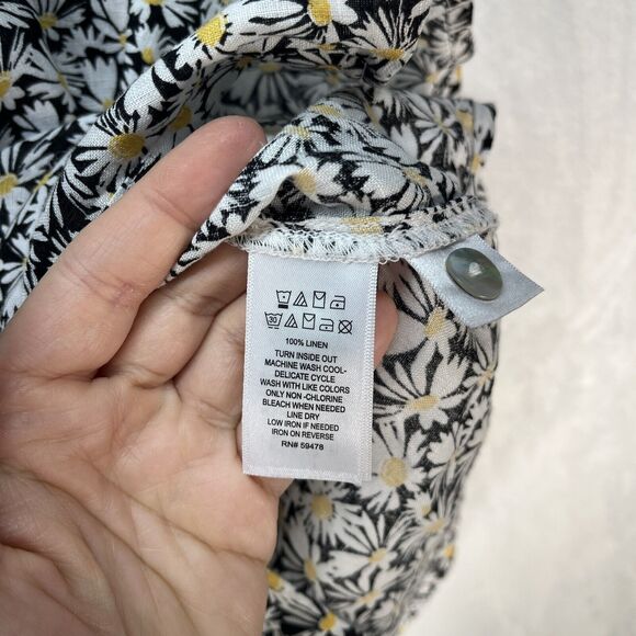 Cynthia Rowley Sleeveless Linen Button Front Top Women’s Large All Over Daisy - Picture 5 of 6